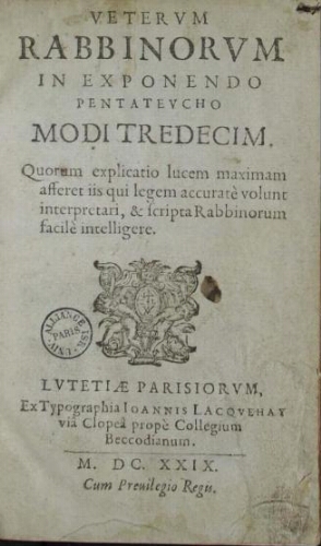 Veterum rabbinorum in exponendo pentateucho